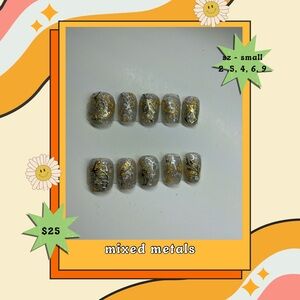 Handmade Press-On Nails - mixed metals